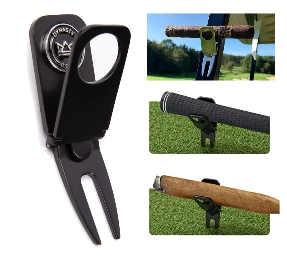 Photo 1 of Golf Cigar Holder Golf Cart - Magnetic Golf Cart Cigar Holder Clip Keeps Your Cigar Safe - 6 in 1 Golf Divot Tool and Ball Marker - Cigar Clamp Golf Cart