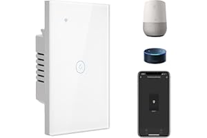 BSEED Smart Light Switch,1 Gang WiFi Touch Switch with Smart Life APP Control and Timing Function,White Single Pole Switches Work with Amazon Alexa,Google Assistant -(3 Way) Multi-Control Association