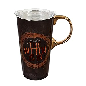 Cypress Home 17 OZ Ceramic Travel Cup and Tritan Lid, The Witch Is In 4 x 5 x 7 Inches