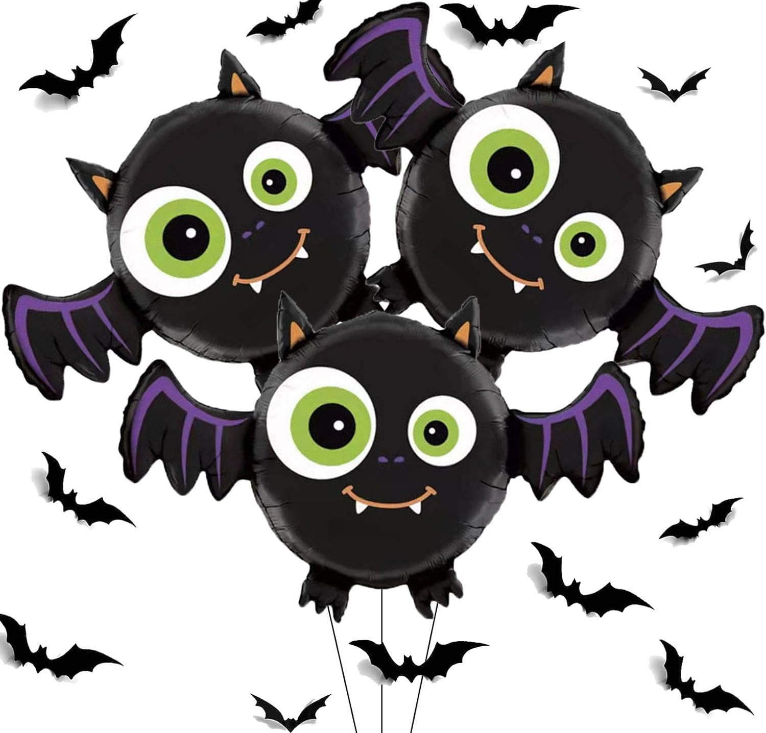 Halloween Bat Foil Balloons Party Decorations 3pcs Large Bat Balloons for Kids Halloween Party Decor