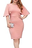 GRACE KARIN Women 3/4 Ruffle Sleeve Slim Fit