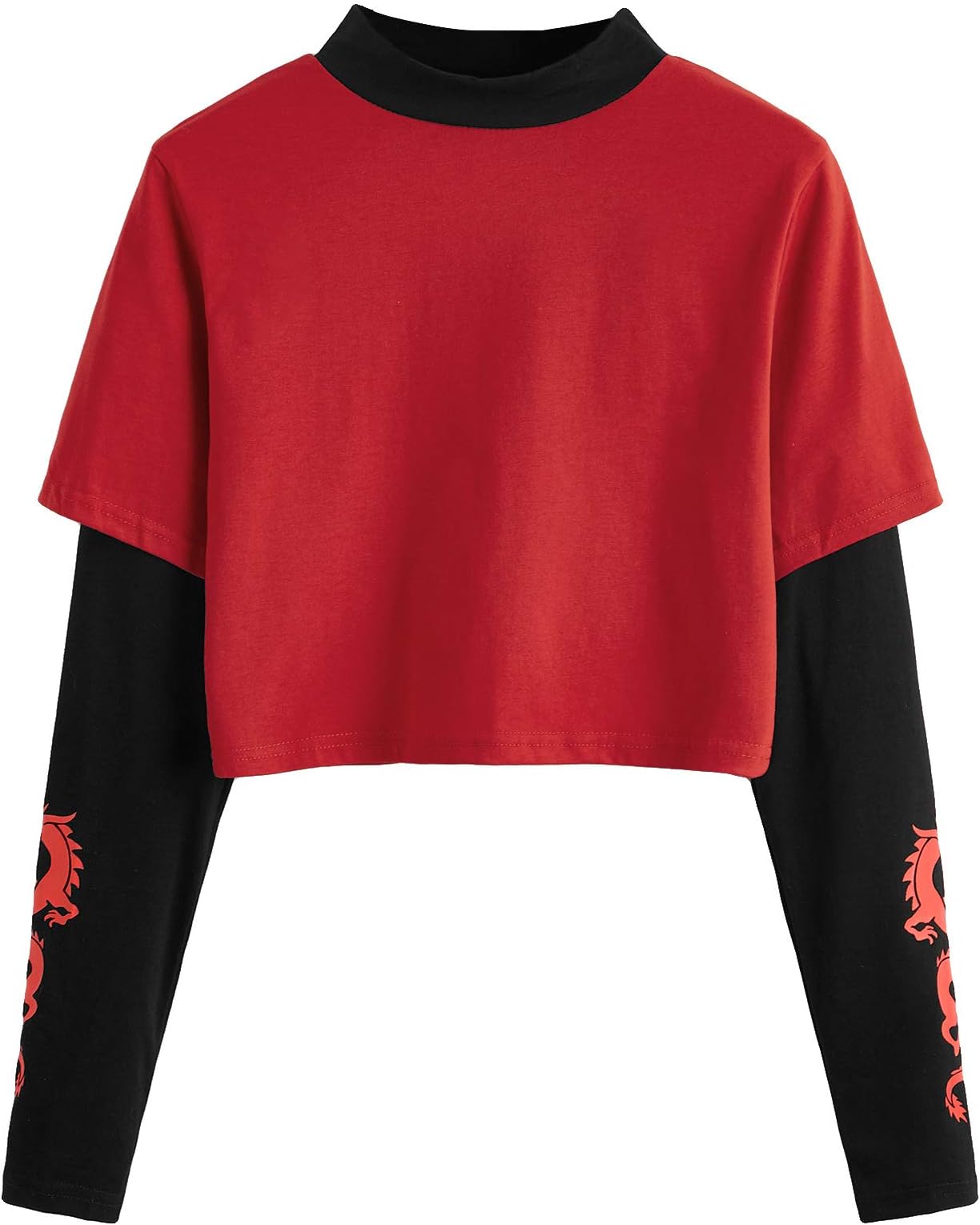 SweatyRocksWomen's Color Block Butterfly Print Striped Long Sleeve Crop Top T Shirt