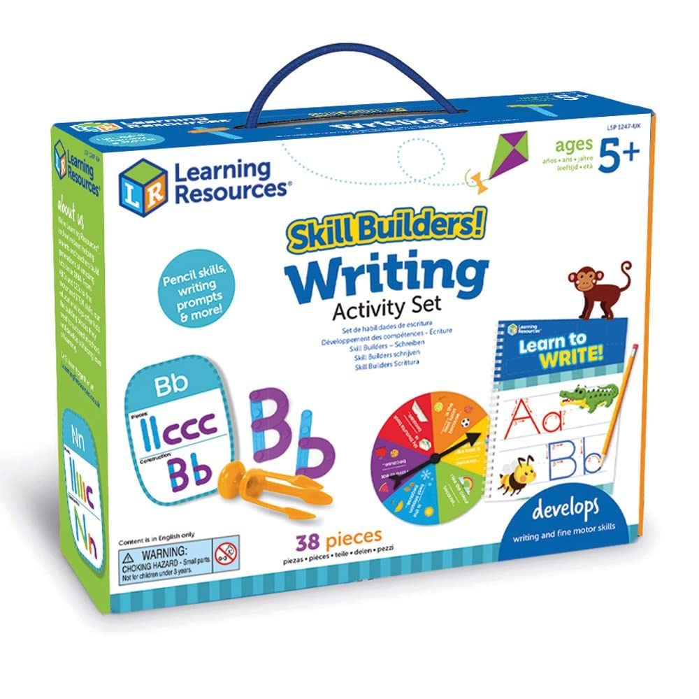 Learning Resources Skill Builders! Writing Activity Set, Handwriting Practice Activities Ages 5+, Pencil Grip Skill Trainer, Letter Formation, Letter Tracing, Writing, Ages 5+, 38 Pieces