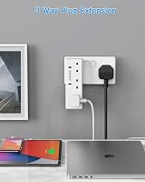 ANVODE 3 Way Plug Adapter Vertical Wall Socket Extender 3250W 13A White view 2
