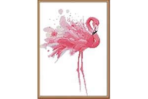 Maydear Full Range of Embroidery Starter Kits Stamped Cross Stitch Kits Beginners for DIY Embroidery 11CT 3 Strands - Fantasy Flamingo 17×22(inch)