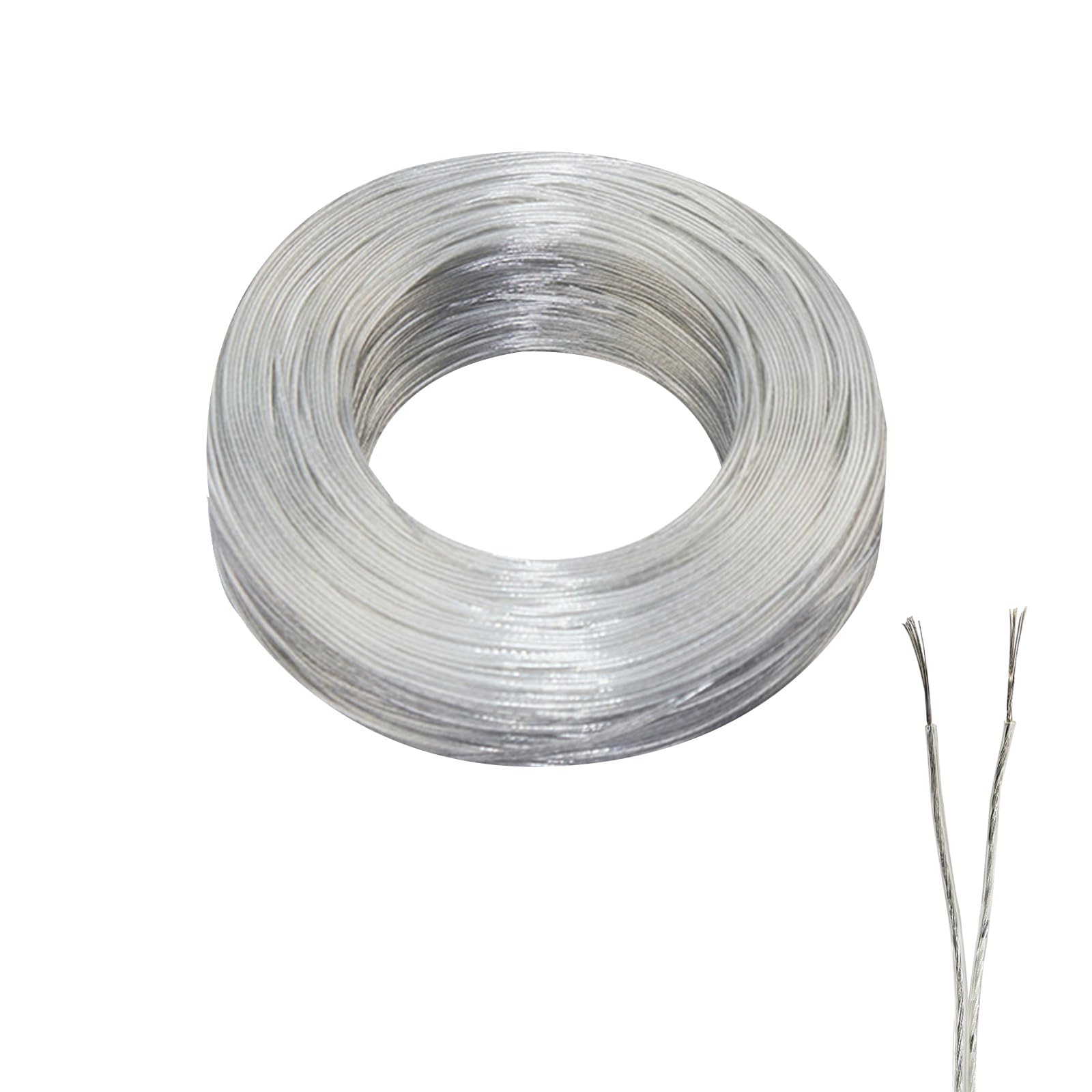 ZoZoMaiy 30M Electric Wire PVC Transparent 2 Core Cable 24AWG Flat Electrical Wire 12V Twin Core Cable Clear Lamp Wire, Diameter 1,8 * 3,6mm for Wall Lamps, Doorbell