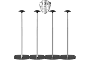 APXL Boat Cover Support Poles 4 PK Support Systems, Height Adjustable 304 Stainless Steel Support Poles with Stable Full-Touchdown Iron Alloy Base for Jon Boat Pontoon Aluminum Boat Tarps Bimini Tops