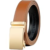 Founders & C Men's Ratchet Belt 1 3/8",Leather Dress Belt Adjustable with Click Sliding Buckle Trim to Exact Fit