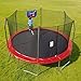 Skywalker Trampolines 15-Foot Jump N’ Dunk Round Trampoline with Enclosure Net - Basketball Trampoline, Red