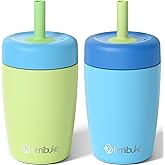 Fimibuke Kids & Toddler Cups Spill Proof, 12 OZ Insulated Sippy Cups for Toddlers Boys Girls, BPA-Free Toddler Straw Tumbler, Stainless Steel Kids Water Bottle with Twist Lids & Silicone Straw, 2 Pack