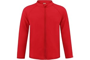 SEMOIS Boys UPF 50+ Rash Guard Toddler Zipper Swim Shirts Long Sleeve Zip Up Sun Protection Rashguard Water Beach Shirts Quick Dry