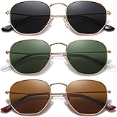 MEETSUN Polarized Hexagon Sunglasses for Women Men Polygon Square Sun Glasses UV400 Protection Metal Frame