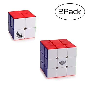 Cyclone Boys Speed Cube Set [2 Pack] 2x2 (50mm) 3x3 (56mm)Speed Cube Stickerless Magic Cube Puzzles Toys