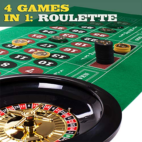 BBG Deluxe Mini Casino Complete Game Night Set - Includes Blackjack, Craps, Roulette and Holdem Poker!