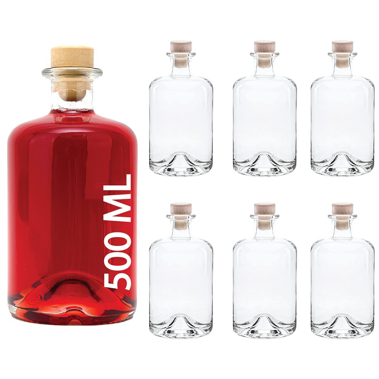 3, 4, 6 or 10 x 500 ml empty glass bottles, chemist, wine bottle, liquor bottle, vinegar/oil glass bottles, 0.5 L # 1 from Slkfactory Pack of 6 White