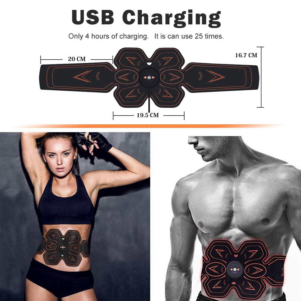 WONIU Muskelstimulation Elektrostimulation EMS Trainingsgerät Professionelle USB Aufladen Fettverbrennung Massage-gerät Elektrostimulatoren für Damen Herren (Schwarz)