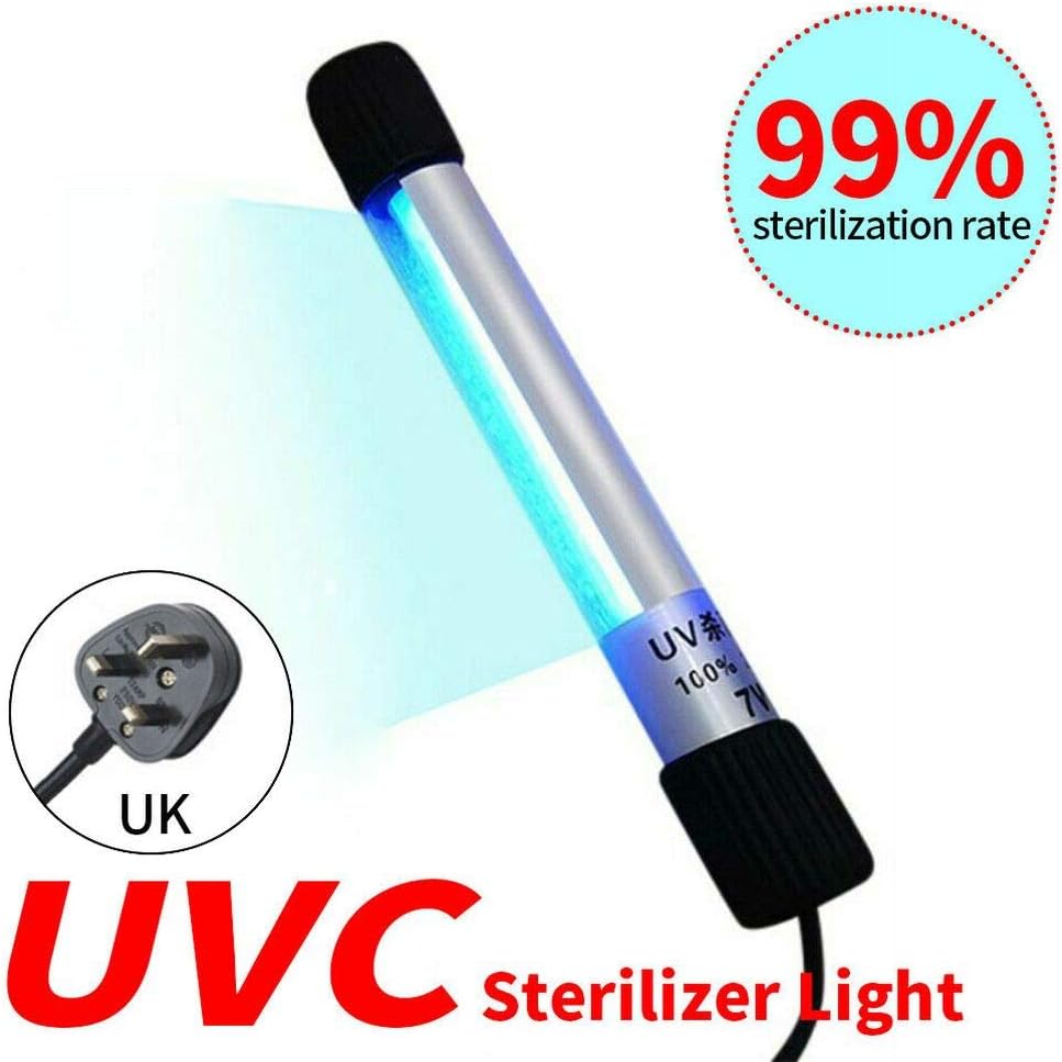 Portable LED UV Disinfection Lamp Tube UVC Ozone Ultraviolet Sterilizer Germicidal Lights (20W, Plug: UK)