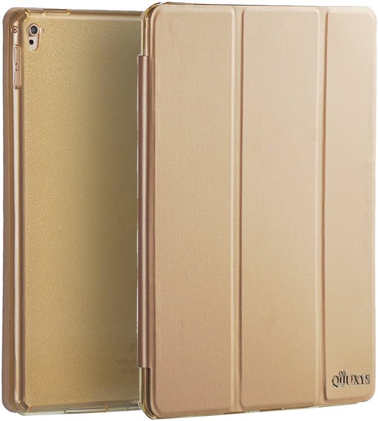 iPad Pro 9.7 Case - Qijuxys Ultra Slim Lightweight Smart Premium PU Leather Cover with Soft Shiny TPU Back Case for Apple iPad Pro 9.7 Inch 2016 Release Tablet Sleep/Wake UP Smart Function (Golden)
