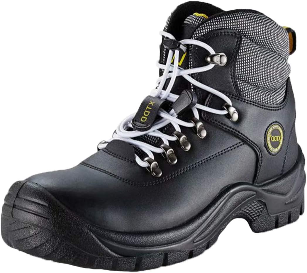 DDTX Safety Boots for Men and Women Steel Toe Nonmetallic Antipucture Midsole Dual Dentisy PU Outsole SBP Black 3.5-12UK