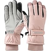 Feelorna Women Winter Ski Gloves, Waterproof Touchscreen Anti-Slip Snowboard Gloves for Skiing Sports