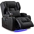 VUYUYU Power Recliner Chair with Heat and Massage, Velvet Recliner Sofa Chairs for Living Room Home Theater Seating with Cup Holders/Side Pocket/USB Port/Infinite Position