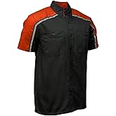 Milwaukee Motorcycle Clothing Co. Men’s Blk/Orange Mechanic Work Shirt – w/Reflective Strip, Rider‑Built MDM11603