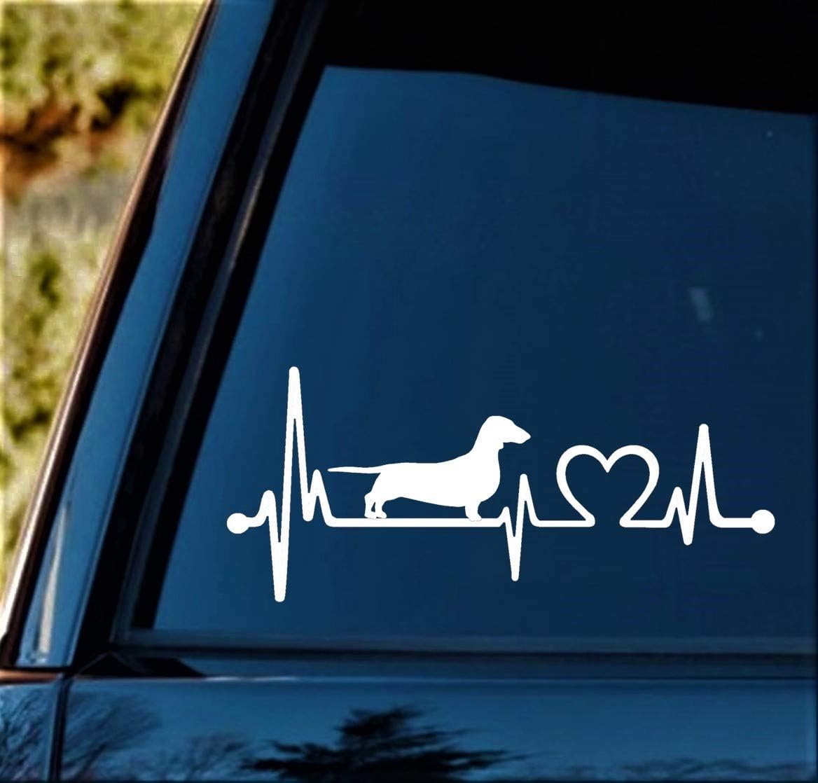 K1025 Dachshund Heartbeat Lifeline Monitor Dog Decal Sticker