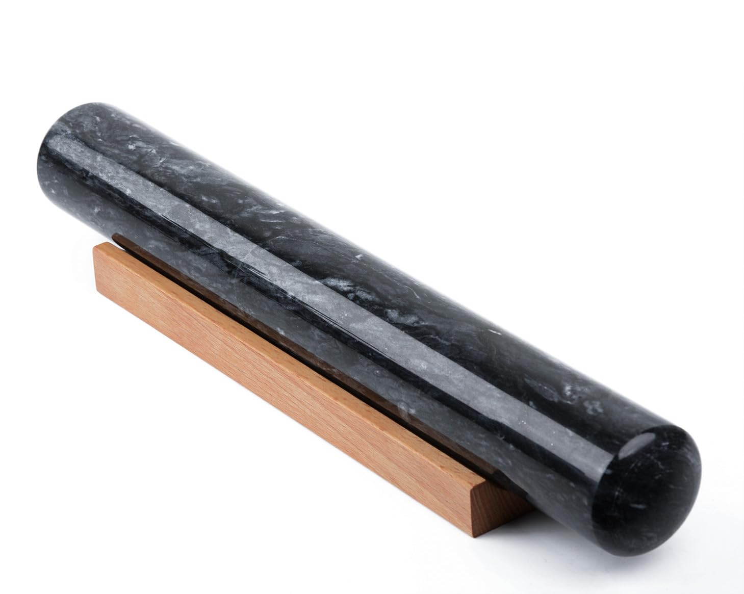 GMYIAK Marble Rolling Pin with Wooden Bracket, Non-Stick Dough Pin for Bread, Pizza Dough, Crust, Pastry, Cookies (Black, 11.8 inch)