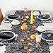 Blulu 3 Pieces Halloween Decorations Kit Black Lace Spiderweb Tablecloth Fireplace Mantle Table Runner Round Spider Web Table Cover Topper for Halloween Home Party Decor(Style Set 1,Size Set 1)
