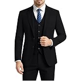 LUPURTY Men's 3 Piece Suit, 2 Button Slim Fit Tuxedo | Jacket Vest Pants Tie Set, Ideal for Business Wedding Prom Graduation and Homecoming, Notched Lapel and Adjustable Waist