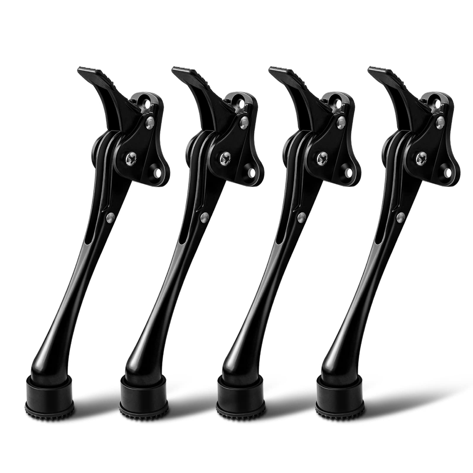4 Pack Door Stops Black Kickdown Door Stoppers Heavy Duty Doorstop Indoors Outdoor, Non-Slip Rubber Tip, Keep Door Open