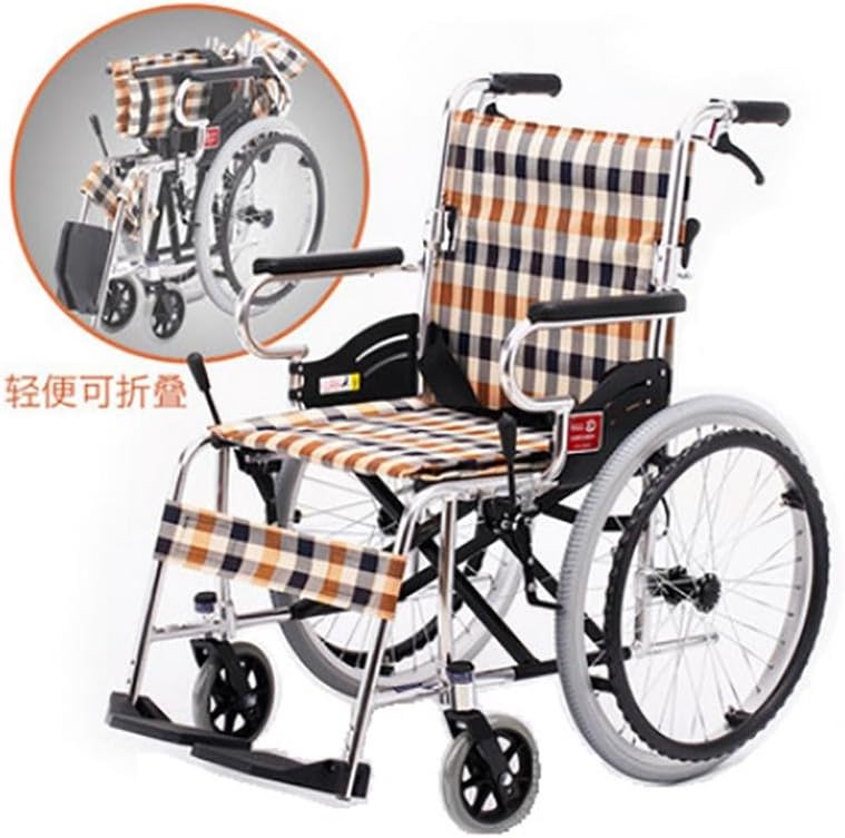 G&M Self Transport Folding Wheelchair with Footrests Solid Castors and Large Rolling Rear Wheels Drive Medical