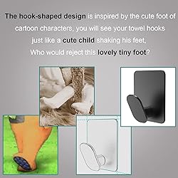 DELITON Adhesive Hooks - 4 Pack Towel/Coat Hooks