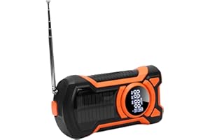 LAISANIM Hand Crank Emergency Radio with 5000mAh Power Bank, Water Proof Solar Powered Bluetooth Weather Radio with Flashligh