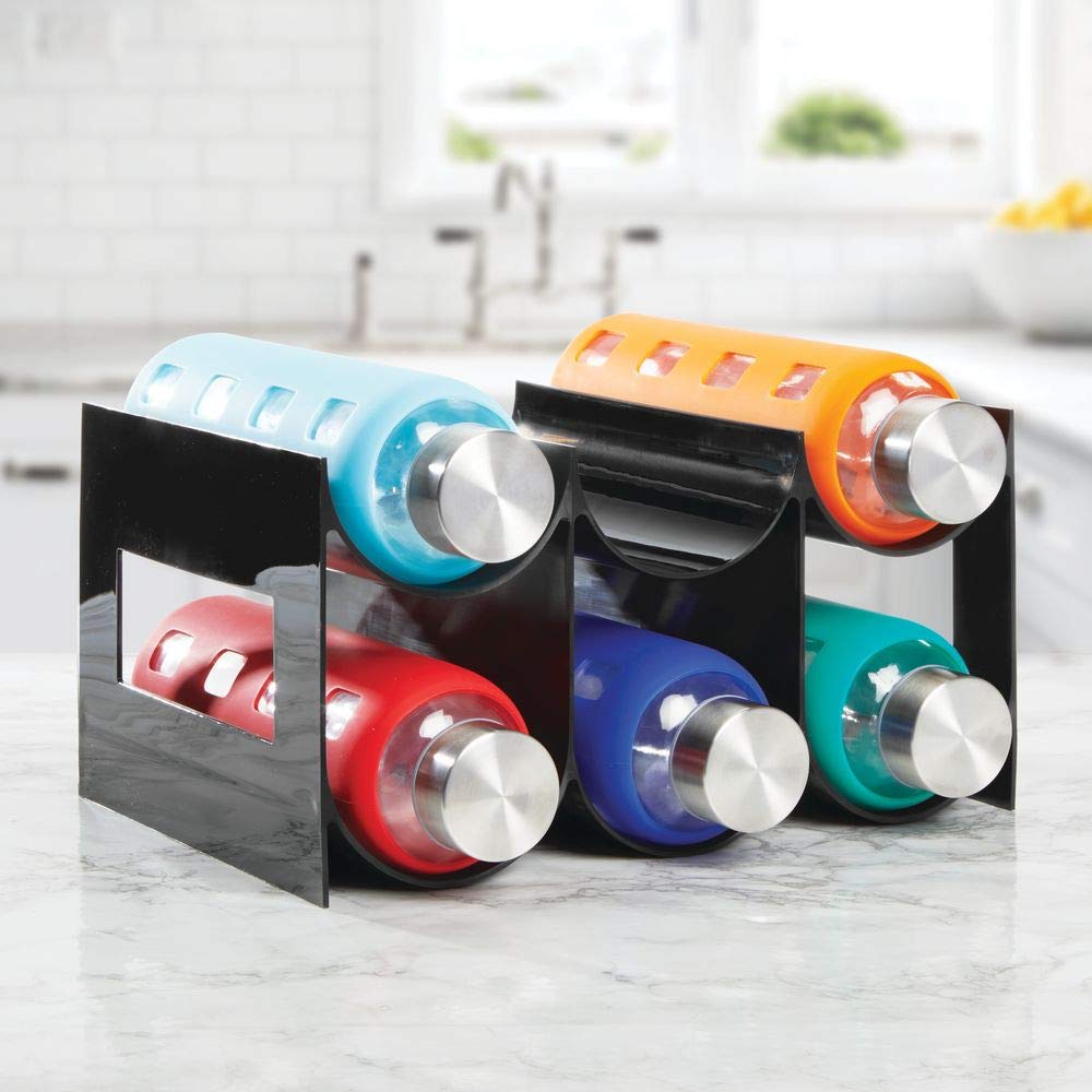 Organizer Impilabile Per Bottiglie – Portabottiglie In Plastica Trasparente, 2 Ripiani Da 3 Contenitori, Per Armadio E Dispensa