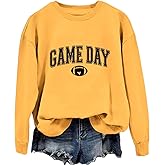 TIZOIAQ Game Day Sweatshirt Women Football Sweatshirt Football Graphic Pullover Casual Crewneck Long Sleeve Game Day Fan Tops