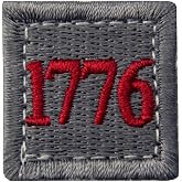 1776 American Independence Emblem Tactical USA Morale Embroidered Applique Fastener Hook&amp;Loop Patch - Sliver Gray