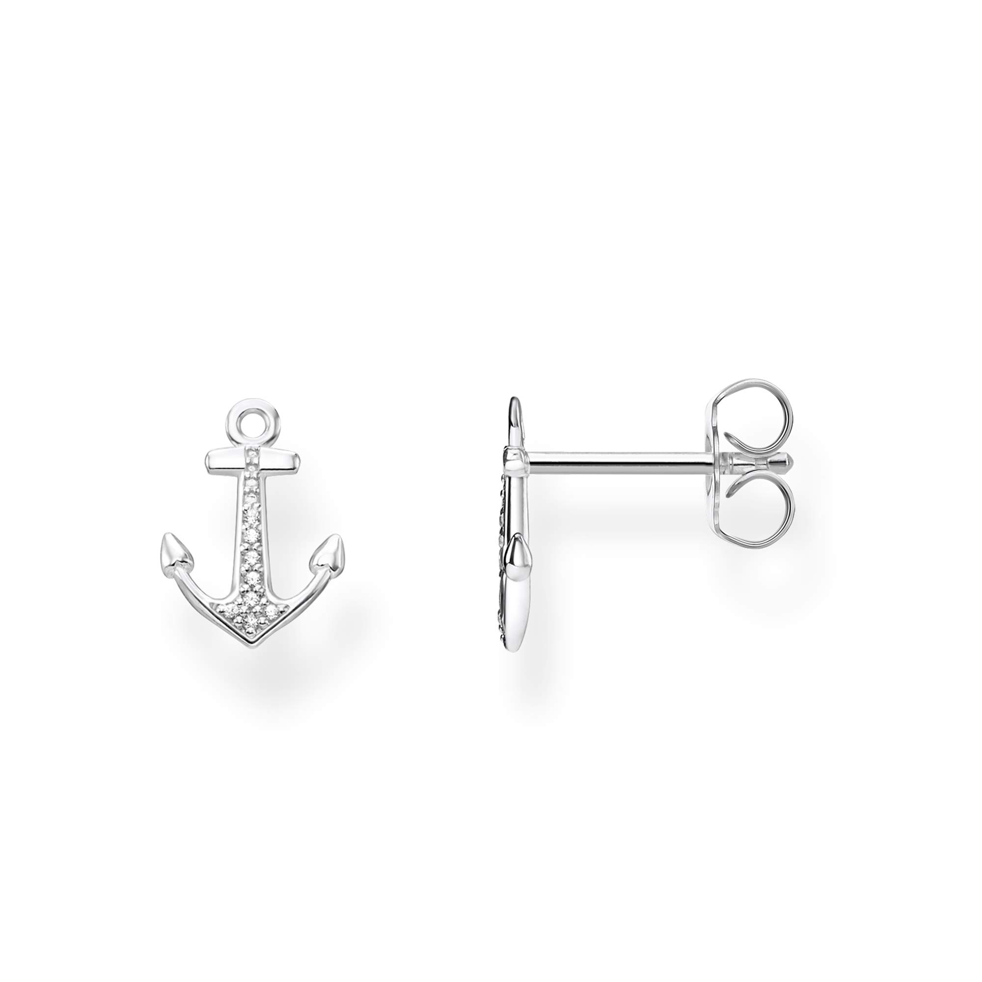Thomas Sabo Women Stud Earrings Anchor Zirconia 925 Sterling Silver H2095-051-14