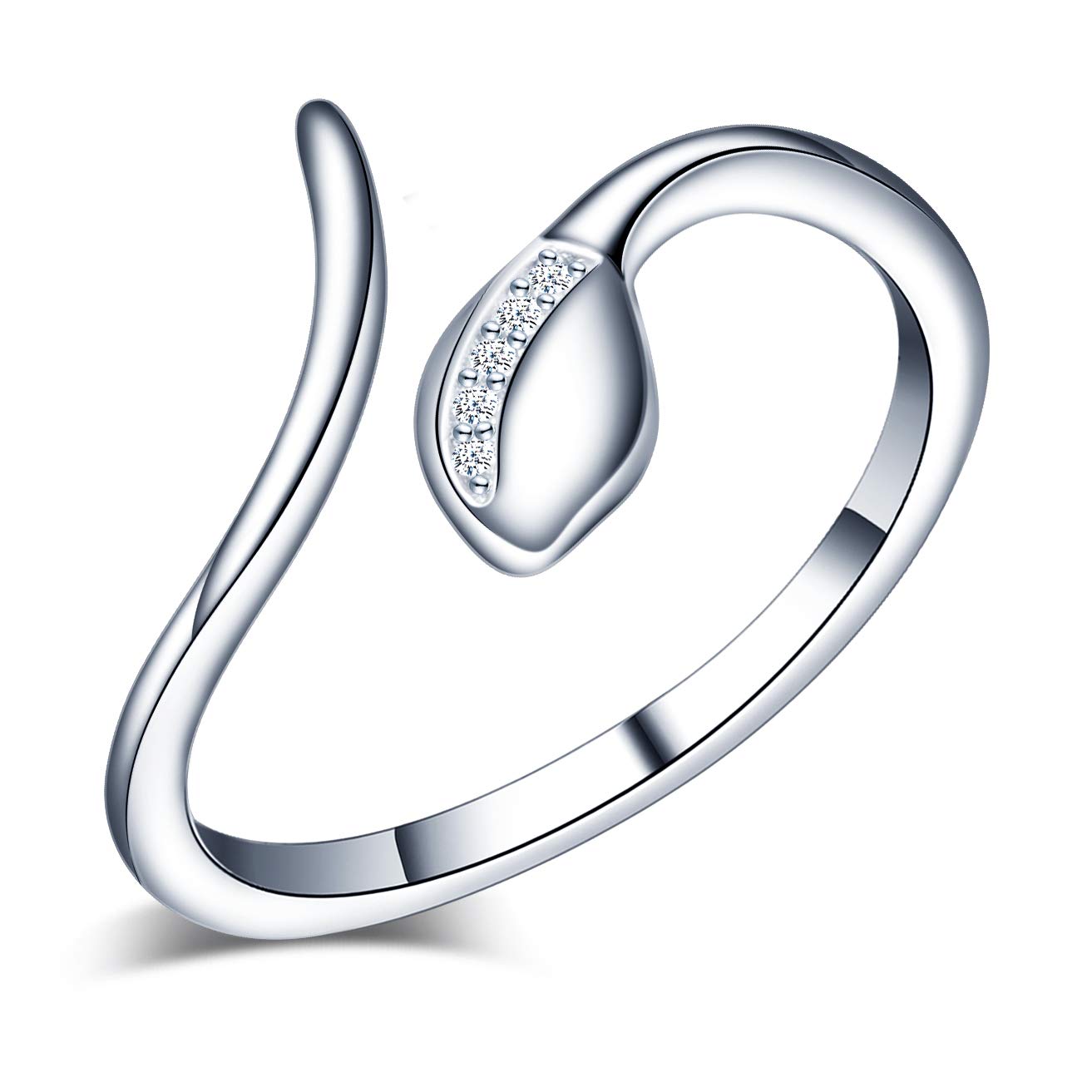 Yumilok Women's Snake Ring 925 Sterling Silver Adjustable Rings Easy to Open Rings with Box