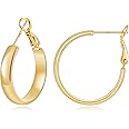 Gacimy Gold Hoop Earrings for Women, 14k Real Gold Plated with 925 Sterling Silver Post, Hypoallergenic Lightweight Thick Gold Hoops Earrings for Women Trendy