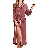 HEARTNICE Womens 100% Cotton Robe, Soft Kimono Spa Long Bathrobe Lightweight Loungewear