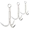 FWEEK 3 PCS Grappling Hook Stainless Steel 3-Claw Hook, Heavy Duty Anchor Hook Set-M L MAX Size, Outdoor Climbing Claw for Hiking, Tree Limb Removal, Catch Fish