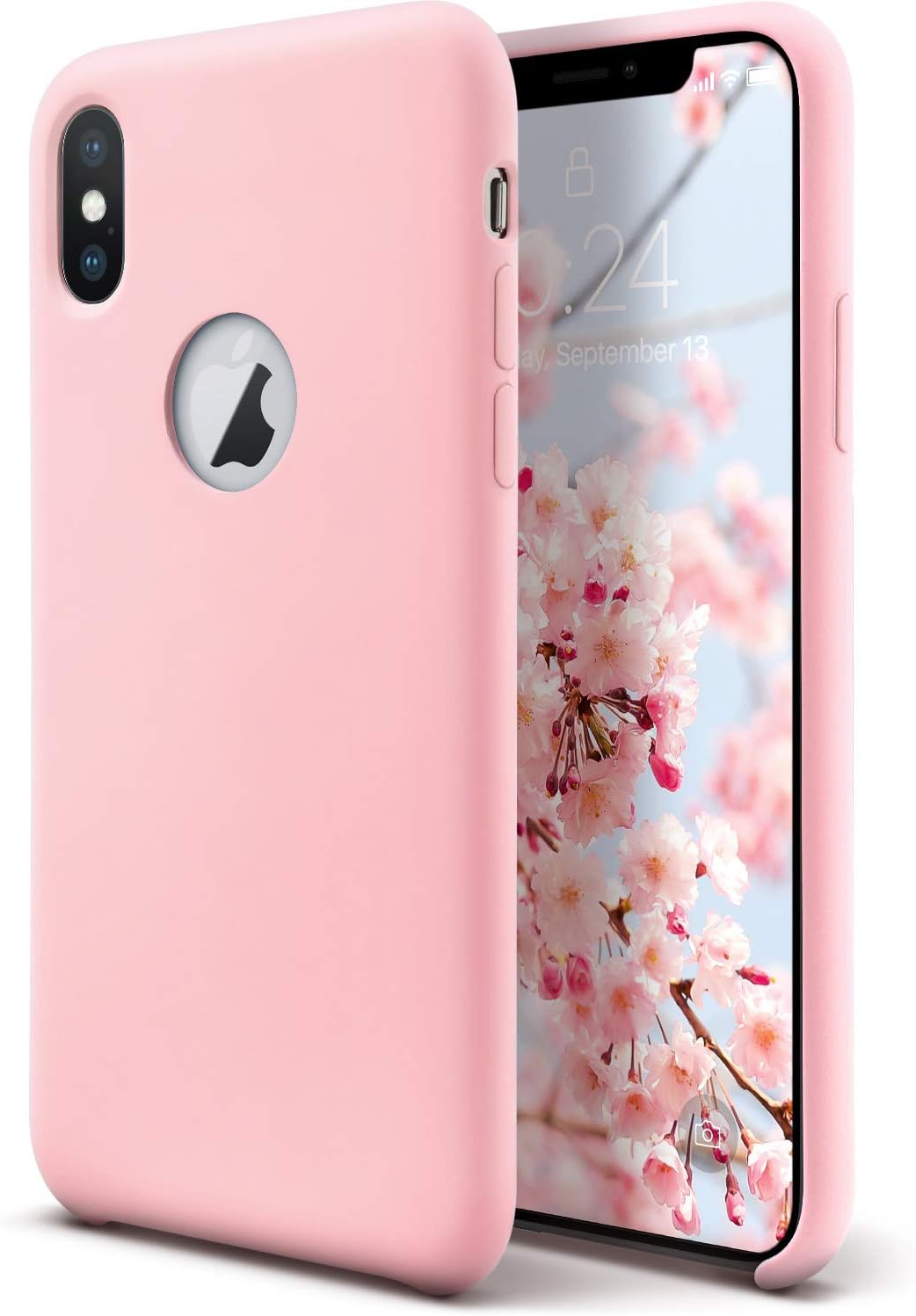 Coolwee Liquid Silicone Case for iPhone XS Max Shockproof Pink Gel Rubber Cover Women Girl Men Soft Microfiber Cloth Cushion Slim Protective Case Compatible for Apple iPhone Xs Max 6.5 inch Light Pink