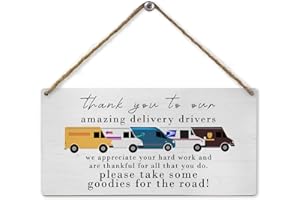 Mtrgdn Thank You To Our Amazing Delivery Driver , Delivery Driver Snack Sign Wood Wall Hanging Sign,Front Door Outdoor Package Delivery Boxes Mail Box Sign ,Appreciation Sign,Wooden Tag Wall