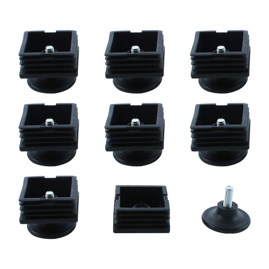 sourcing map Adjustable Leveling Feet 50 x 50mm Square Inserts Furniture Glide 8 Sets