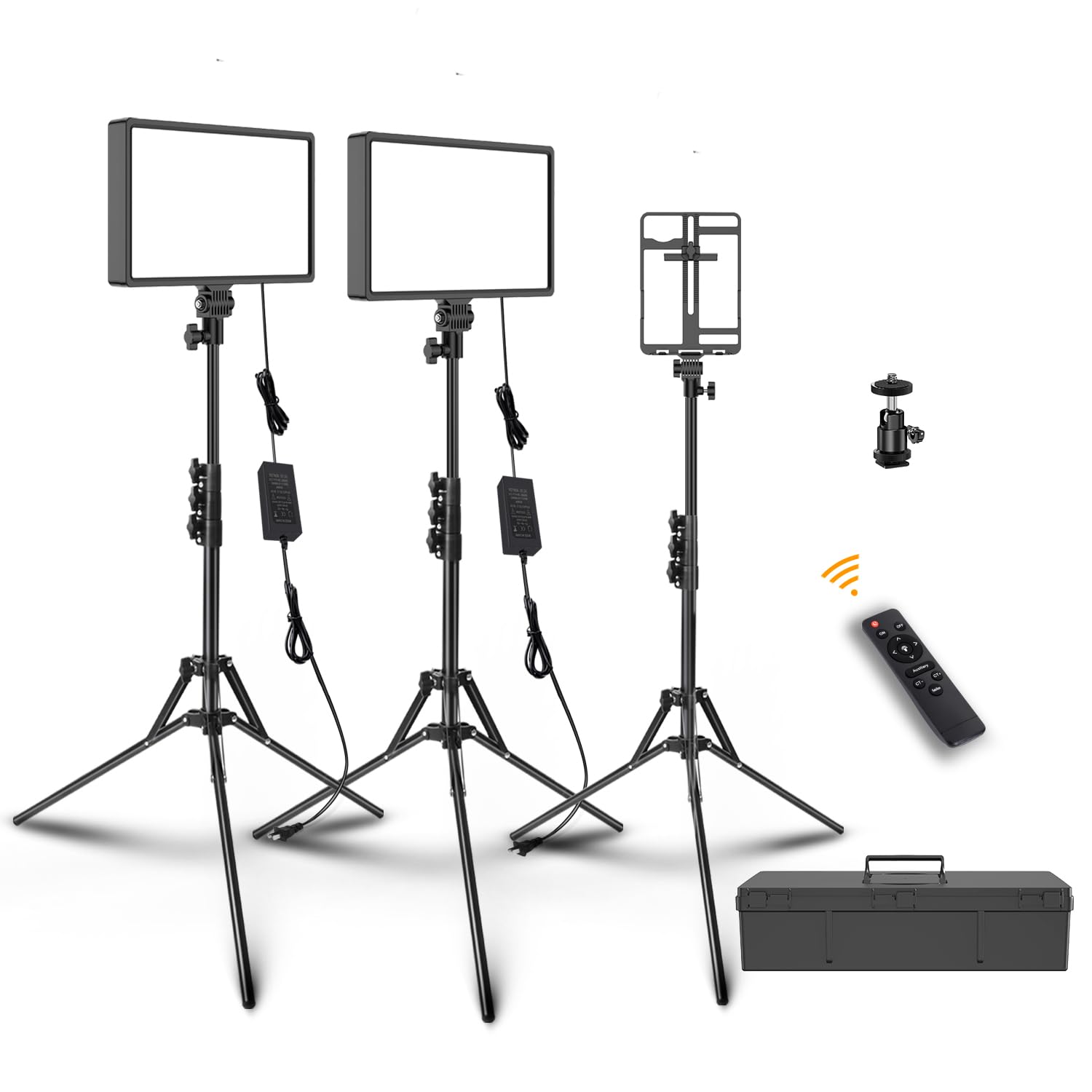Photo 1 of 2 Packs Dimmable Bi-Color 416 LED and 220 RGB Video Light and Stand Lighting Kit,50W,Add More Remote Controllers, 360 ° Ball Heads, Phone ans Tablet Holders (Black, 13-RGB)