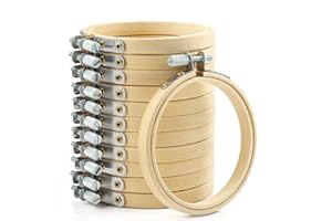Pllieay 12 Pieces 3 Inch Embroidery Hoops Bamboo Circle Cross Stitch Hoop Ring for Embroidery, Art Craft Handy Sewing and Decoration