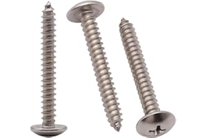 ROYCEMART #14 x 2 (30 Pack) Phillips Truss Head Self Tapping Screws Wood Screws, Stainless Steel 304 (18-8), UNC Coarse Thread, Round Head Phillips Drive Sheet Metal Tek Screws