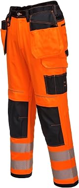 Portwest T501 PW3 Hi Vis Trousers Orange Black 12 Pockets Holster Kneepad view 9
