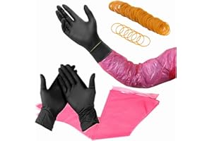 goldhik 32 Pairs Field Dressing Gloves, Disposable Deer Gutting Gloves for Hunting Cleaning, Veterinary Gloves Includes Disposable Arm Gloves & Nitrile Gloves